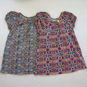 2 Hanna Andersson Button Cotton Knit Tunic Dresses Size 110 5 Retro Flor…